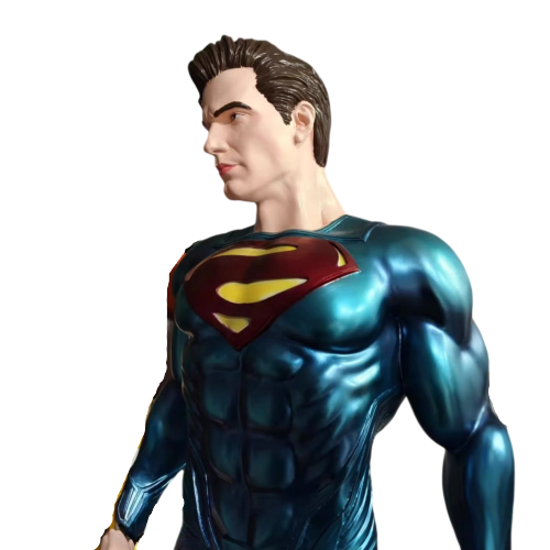 Superman 2-meter full-body statue that can emit light - anime figurine model decoration item for living room, shopping mall, high-end decoration. H = 2150