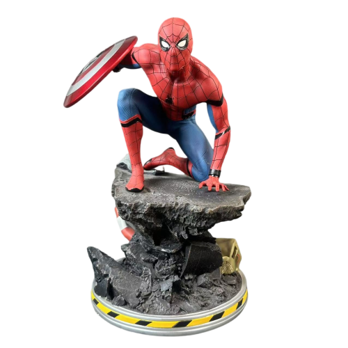 Spider-Man holding the shield scene GK model statue in resin figurine form  H=37CM